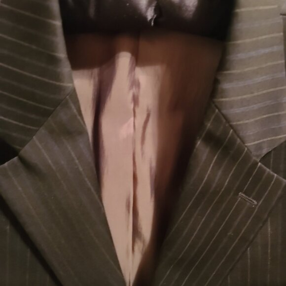 Vintage Ralph Lauren Black, White, Dark Blue Pinstripe Sportscoat Size 42S - Picture 3 of 4